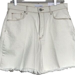 Loft  size 6 High Waist Boyfriend short. Cream colored Frayed hem